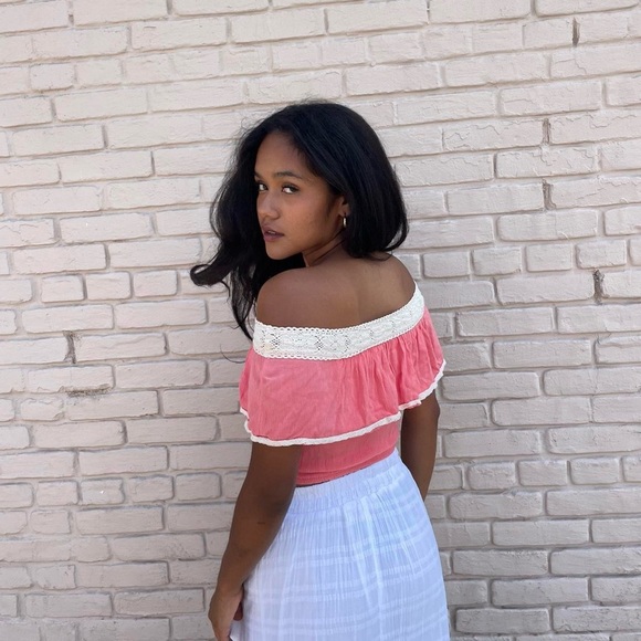 Flying tomato y2k bohemian pink crop top sz xs - Picture 4 of 6